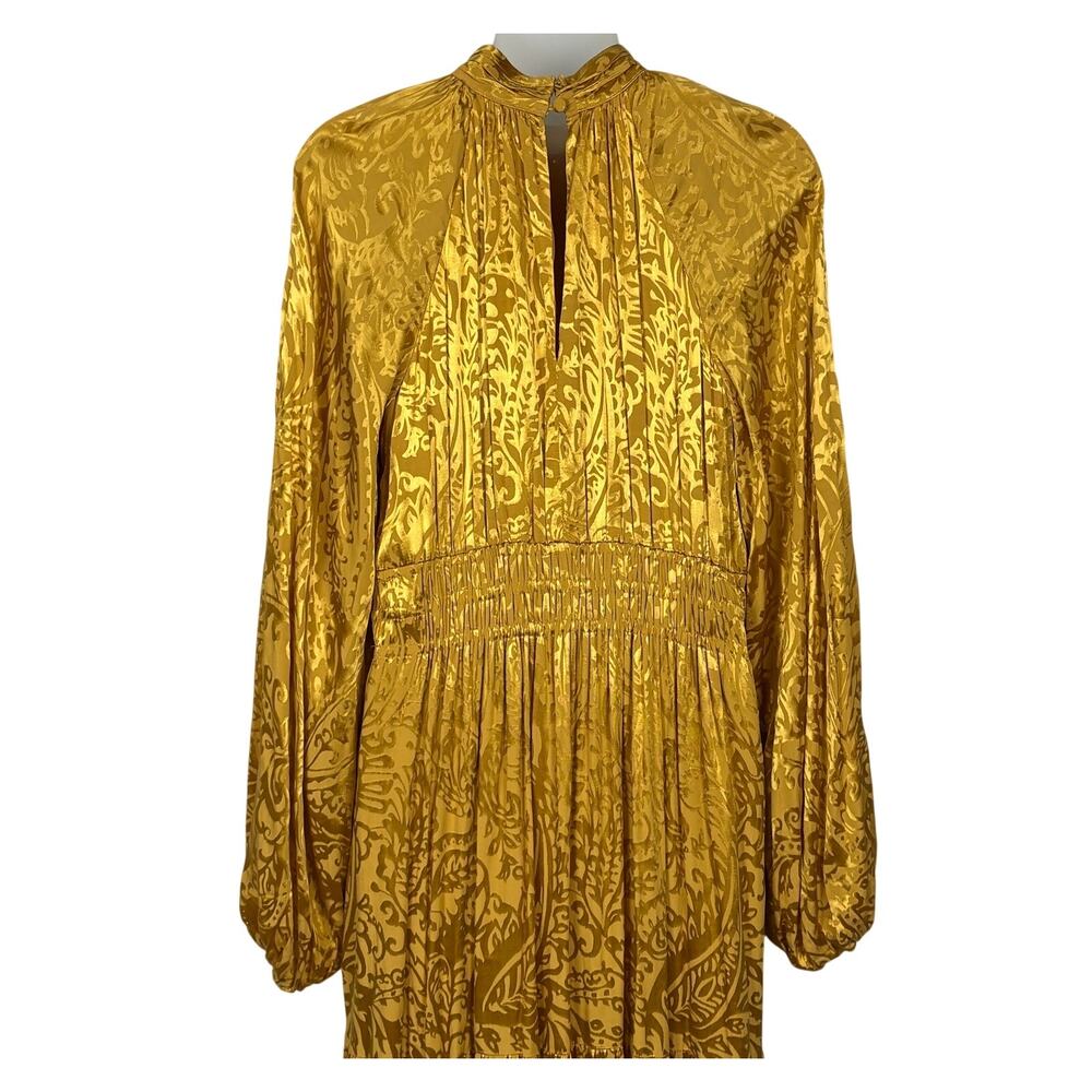 By Anthropologie The Somerset Long-Sleeve Maxi Dress Mock-Neck Gold Size M $178 - Picture 8 of 13